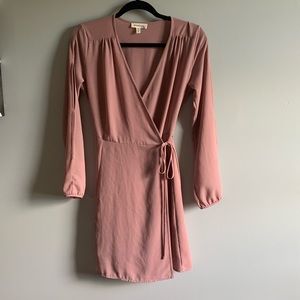 Mauve Monteau cross dress with tie belt